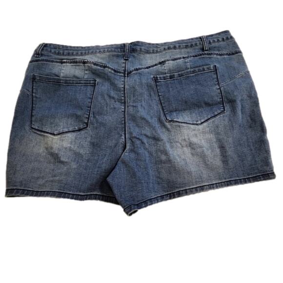 Hybrid Distressed Denim Jean Shorts Medium Wash Rips Plus Size Casual Summer 24 - Picture 2 of 6